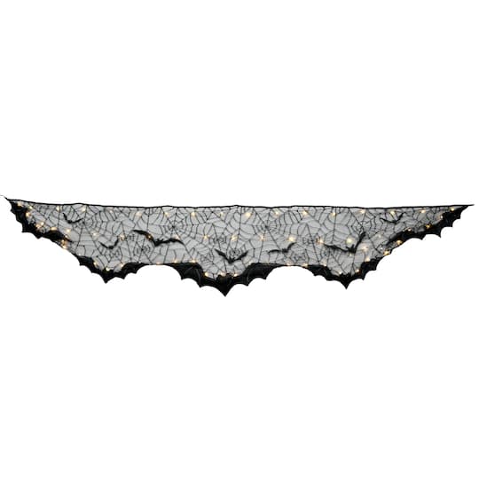96" Spiderweb & Bats LED Lighted Mantel Scarf by Ashland®